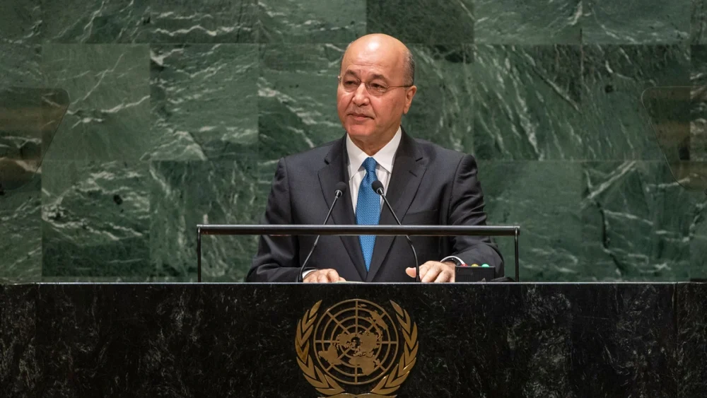 El ex presidente de Irak Barham Salih se dirige a la Asamblea General de la ONU, en Nueva York, en 2019. © UN Photo/Cia Pak